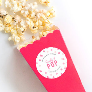 Roze Confetti Klaar aan Pop Baby shower Ronde Sticker