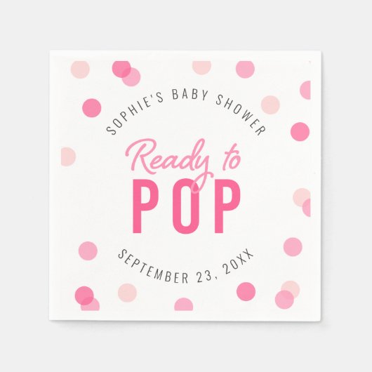 Roze Confetti Klaar aan Pop Baby shower Servet (Voorkant)