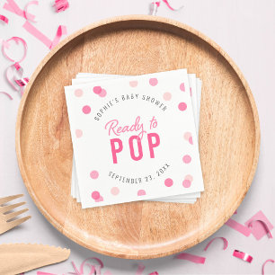 Roze confetti klaar om baby shower te laten knalle servet
