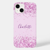 Roze confetti naam script Case-Mate iPhone case (Achterkant)