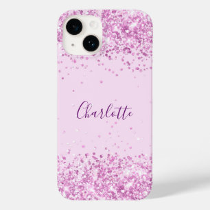 Roze confetti naam script Case-Mate iPhone 14 hoesje