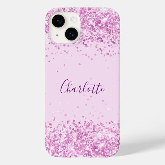 Roze confetti naam script Case-Mate iPhone case (Achterkant)
