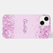 Roze confetti naam script Case-Mate iPhone case (Achterkant (horizontaal))