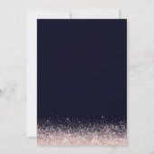Roze Confetti Navy Blauwe Trouw Uitnodiging (Achterkant)