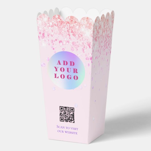 Roze confetti QR code business logo Bedankdoosjes (Achterkant)