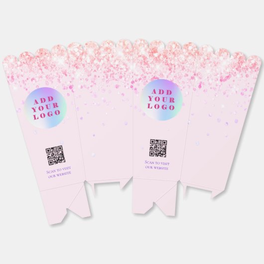 Roze confetti QR code business logo Bedankdoosjes (Ongevouwen)