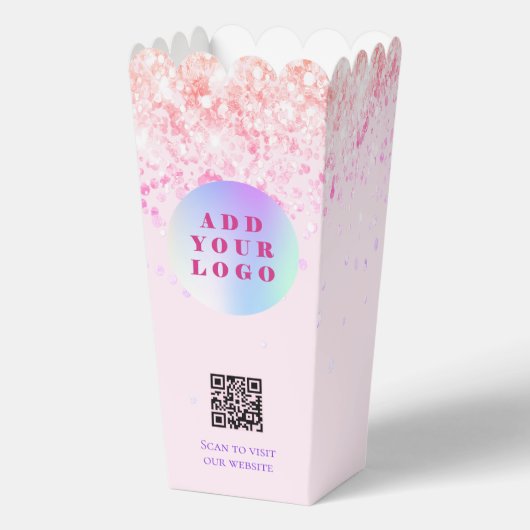Roze confetti QR code business logo Bedankdoosjes (Voorkant)