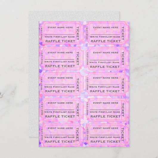 Roze Confetti Raffle Tickets voor uitvindingen Kaart (Voorkant / Achterkant)
