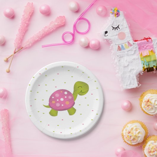 Roze Confetti Turtle Party Bord (Feest)