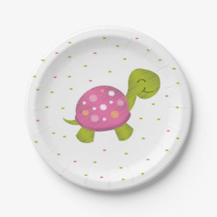 Roze Confetti Turtle Party Bord