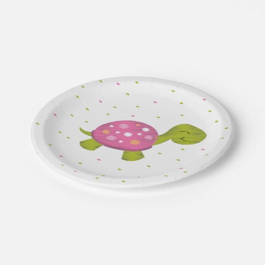 Roze Confetti Turtle Party Bord (Gekanteld)