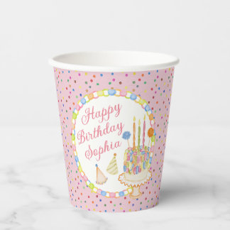 Roze Confetti Verjaardagsfeest Dessert Papieren Bekers