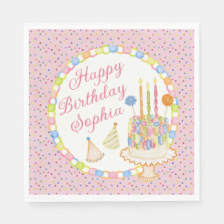 Roze Confetti Verjaardagsfeest Dessert Servet