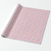 Roze Confetti Verjaardagsfeestje Cadeaupapier (Uitgerold)