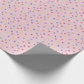 Roze Confetti Verjaardagsfeestje Cadeaupapier (Hoek)