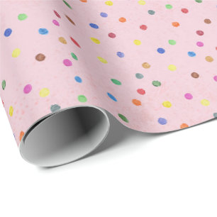 Roze Confetti Verjaardagsfeestje Cadeaupapier