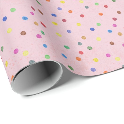 Roze Confetti Verjaardagsfeestje Cadeaupapier (Rol Hoek)