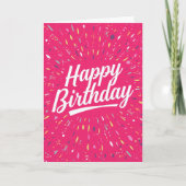 Roze Confetti Verjaardagskaart Kaart (Voorkant)