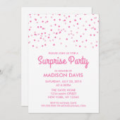 Roze Confetti Verrassingsfeest Kaart (Voorkant / Achterkant)