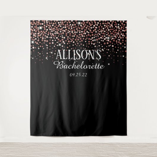 Roze Confetti vrijgezellenfeest Fotocabine Achterg Wandkleed (Voorkant)