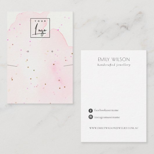 Roze Confetti Wash Ketting Veroorbaar Logo-beeldsc Visitekaartje (Voorkant / Achterkant)