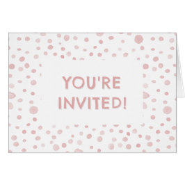 Roze Confetti Watercolor Stippen Verjaardagsuitnod