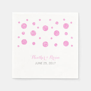 Roze Confetti Weddenschap Papier Napkins Servetten