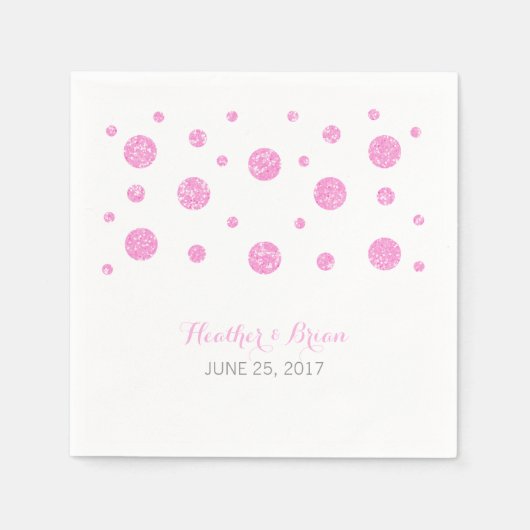 Roze Confetti Weddenschap Papier Napkins Servetten (Voorkant)