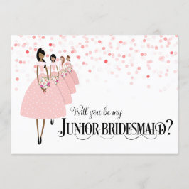 Roze Confetti Wees Mijn Junior Bruidsmeisje Etnisc Kaart