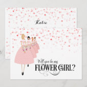 Roze confetti Wil je mijn bloemenmeisje zijn Kaart (Voorkant / Achterkant)