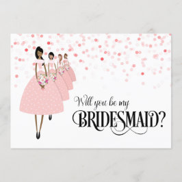 Roze Confetti Wil Je Mijn Bruidsmeisje Zijn Ethnis Kaart