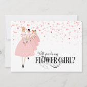 Roze Confetti zal je mijn Bloemenmeisje zijn Kaart (Voorkant)