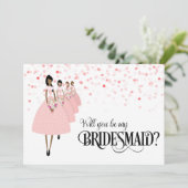 Roze Confetti zal je mijn bruidsmeisje zijn Kaart (Staand voorkant)