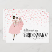 Roze Confetti zal je mijn bruidsmeisje zijn Kaart (Voorkant / Achterkant)