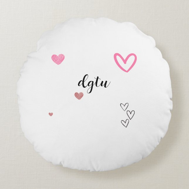 Roze Confort Cut Kawai Rond Kussen (Voorkant)