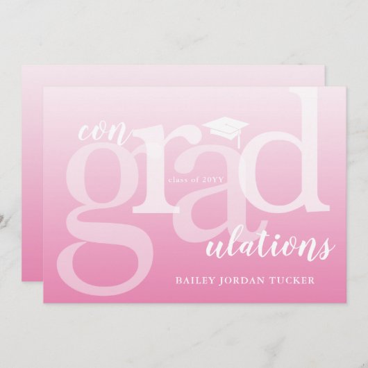 Roze CONGRADulaties Afstuderen Gefeliciteerd (Voorkant / Achterkant)