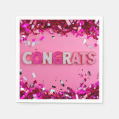 Roze "Congrats" cocktailservetten Servet (Voorkant)