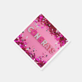 Roze "Congrats" cocktailservetten Servet (Hoek)