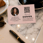 Roze Connect with Us Qr Code Logo Foto Zakelijk Visitekaartje