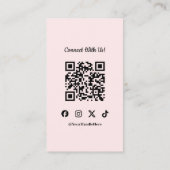 Roze Connect With Us Social QR Code Loyaltykaart Visitekaartje (Achterkant)