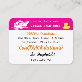 Roze Conquackulaties! Cruise Eend Tag Contactkaartje