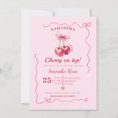 Roze Conquette Bow Cherry op Top Vrijgezellenfeest Kaart (Voorkant)