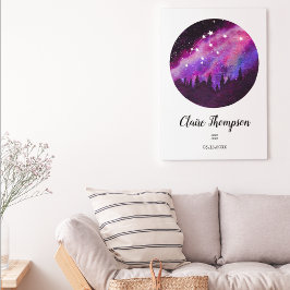 Roze constellatie Aquarius Horoscope Sign Gift Poster