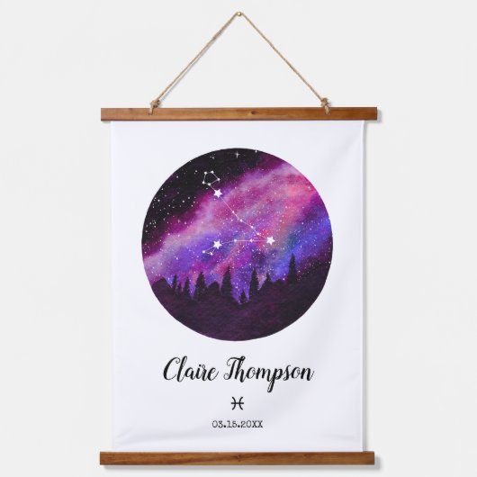 Roze constellatie Pisces Horoscope Sign Gift Hangend Wandkleed (Voorkant)