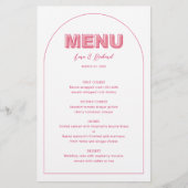 Roze contouren Vet Type bruiloft, menukaart (Voorkant)