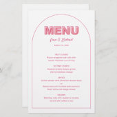 Roze contouren Vet Type bruiloft, menukaart (Voorkant / Achterkant)