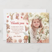 Roze Cookie Kerst Verjaardag Foto Dank Je Kaart (Voorkant)