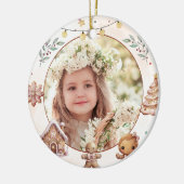 Roze Cookie Kerstfeest foto Keramisch Ornament (Links)