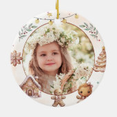 Roze Cookie Kerstfeest foto Keramisch Ornament (Achterkant)