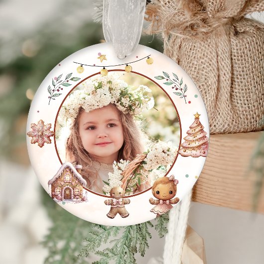 Roze Cookie Kerstfeest foto Keramisch Ornament